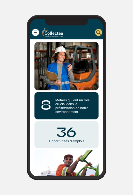 Collectéa site internet mobile