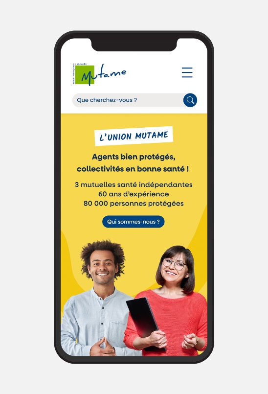 Mutame Union site web mobile
