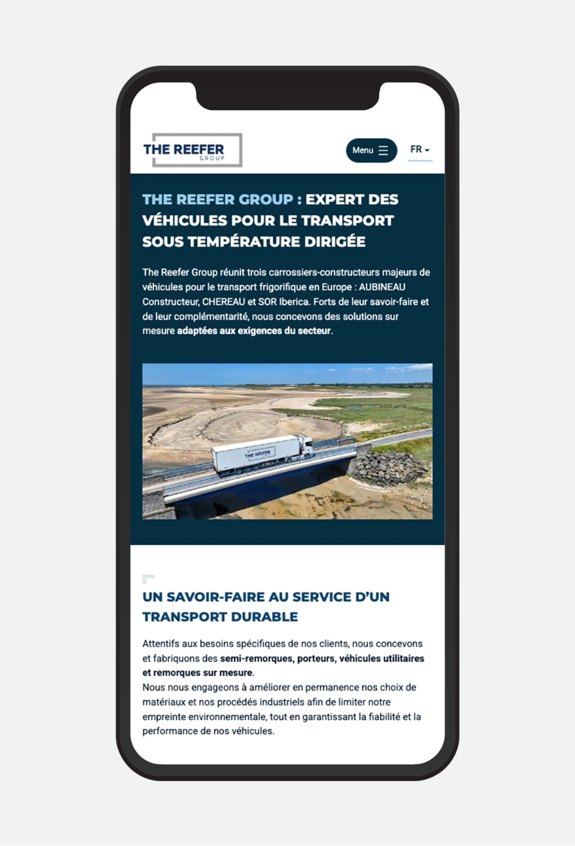 The Reefer Group site web mobile